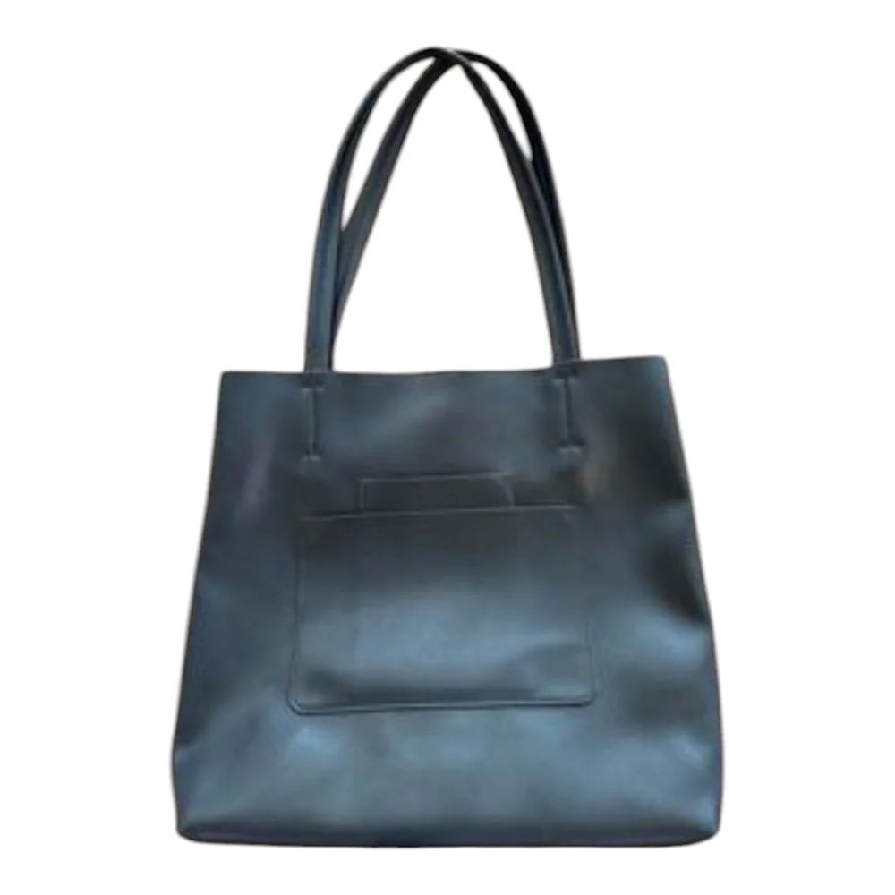 Antik Kraft Black Leather Tote Bag